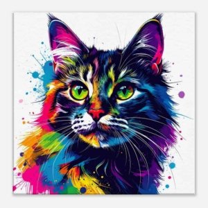 Fine Art Canvas Print Rainbow Tabby Cat